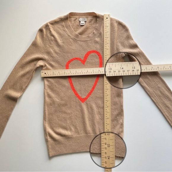 J.Crew Factory Camel Sweater Orange Heart Wool Blend Valentine’s Day Women’s XS - Picture 9 of 11